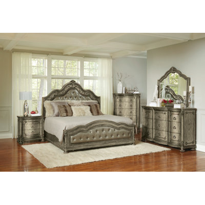 Astoria Grand Welton Tufted Upholstered Standard Bed in Antique Platinum Reviews Wayfair